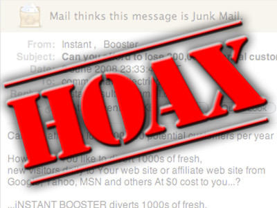 hoax (en français canular) un courrier électronique propageant une fausse information